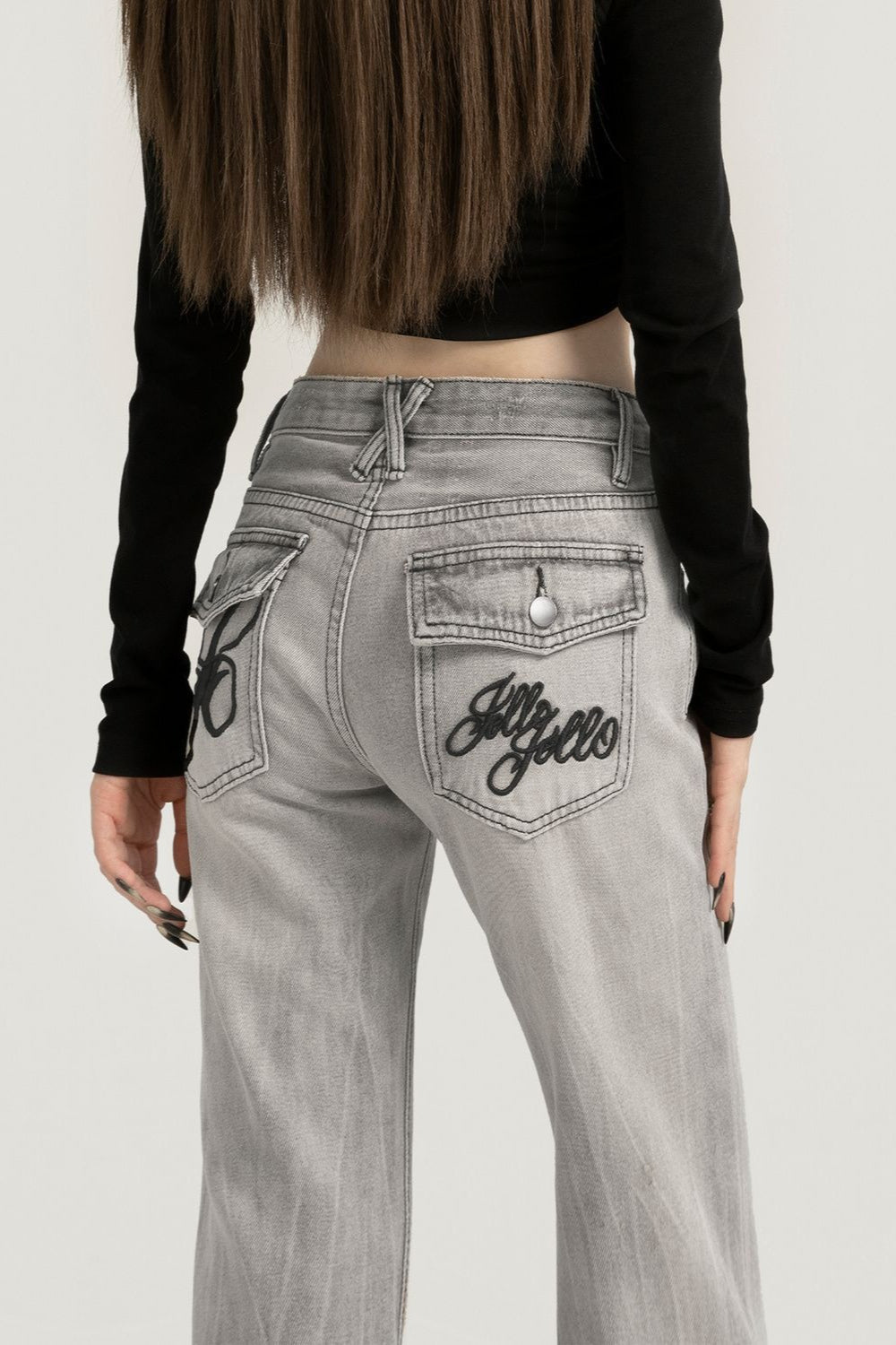 Smoky Gray Slim Bootcut Versatile Jeans