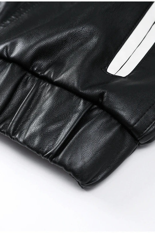 Chaqueta motera de cuero sintético con lazo decorativo