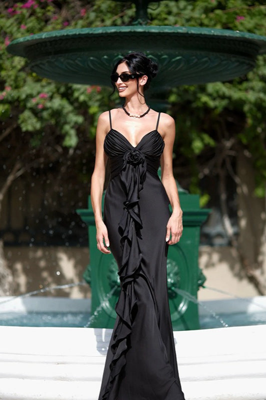 Slim Fit Floral Satin Boho Dress