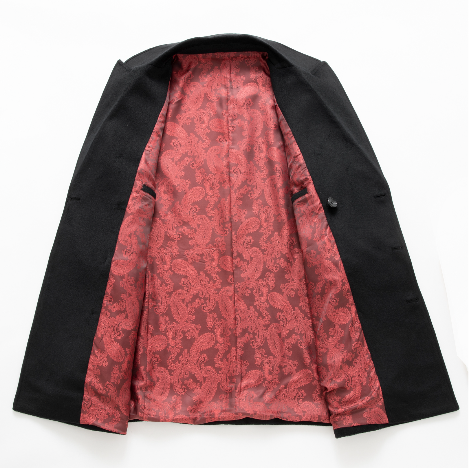 Shelby – Manteau long en laine homme, doublure rouge