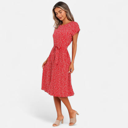 Viventi | Robe Chic à Manches Courtes et Taille Haute pour Femme – Silhouette Élancée, Élégance Contemporaine