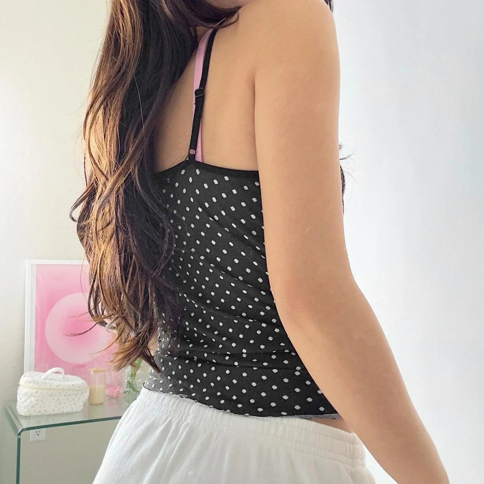 Polka Dot Bow Camis Crop Top