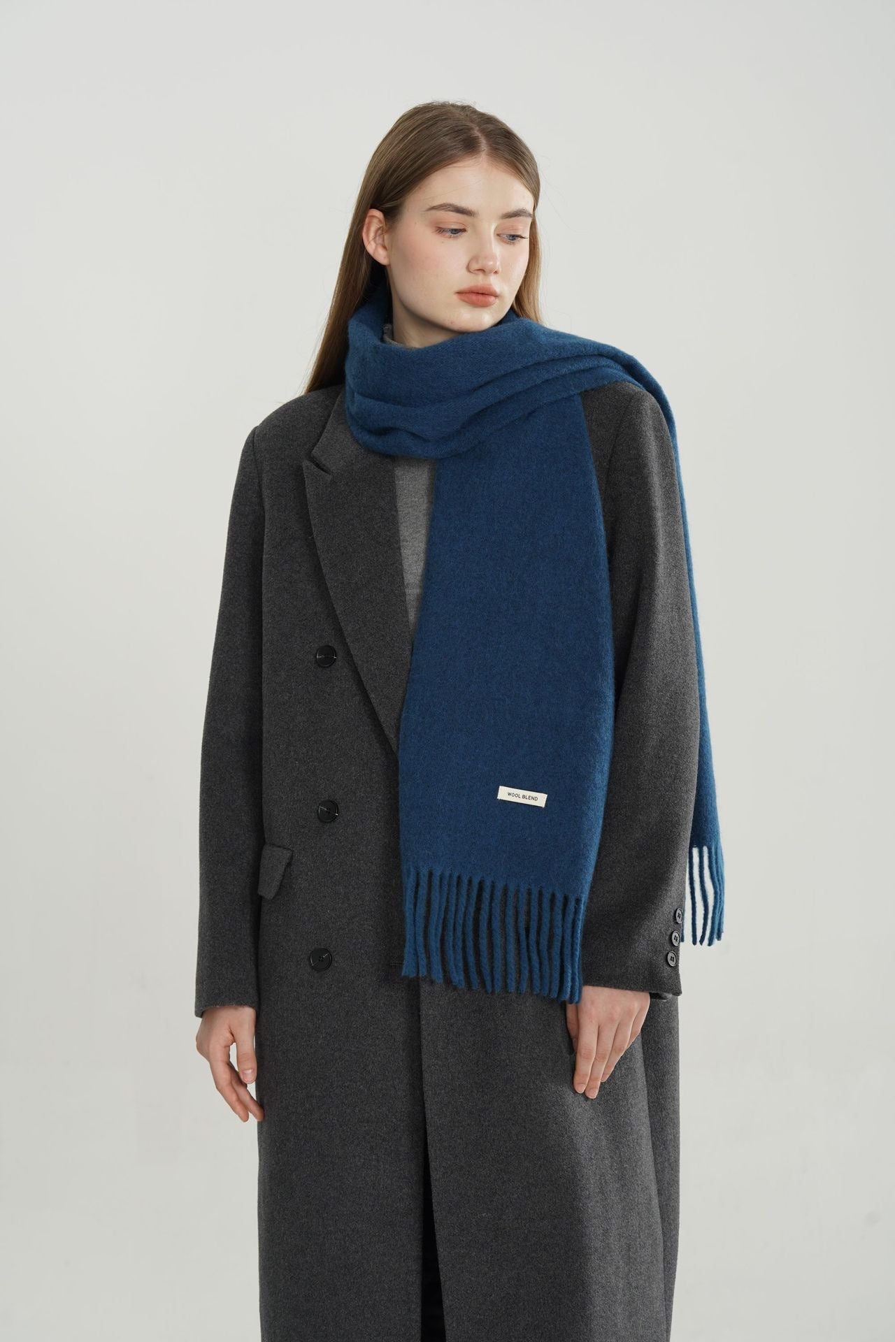 Woven Fringe Wool Blend Scarf