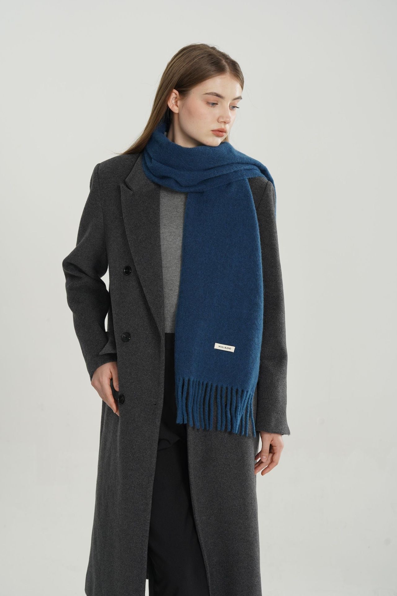 Woven Fringe Wool Blend Scarf