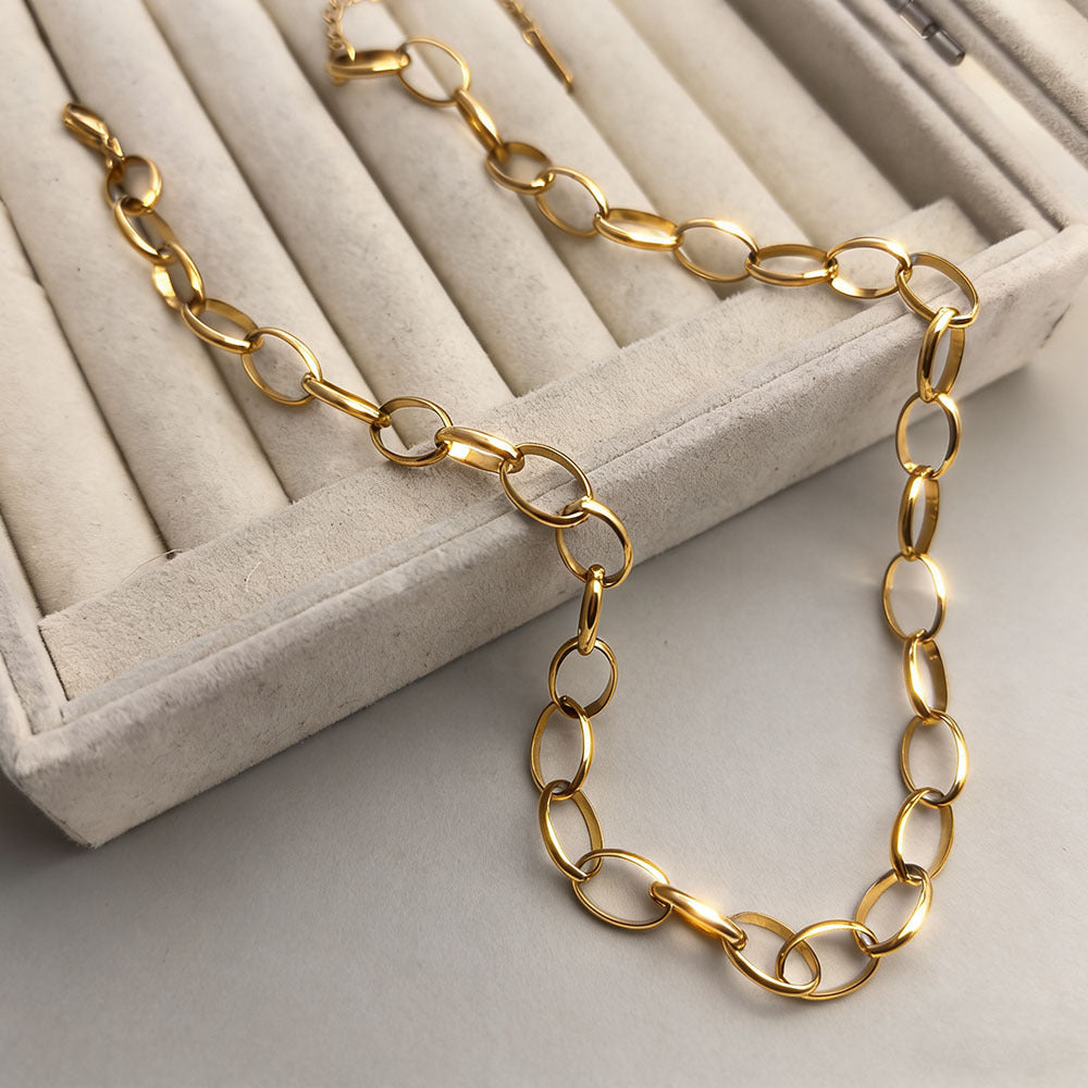 Sonnen-Mond Halskette aus Edelstahl mit Harzperlen