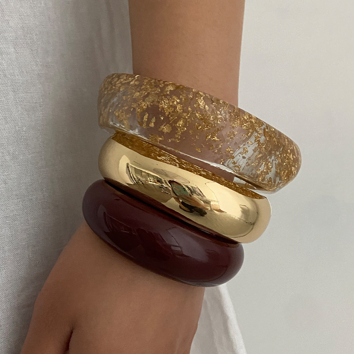 Smooth Wide Gold Foil Tie Dye Bracelet