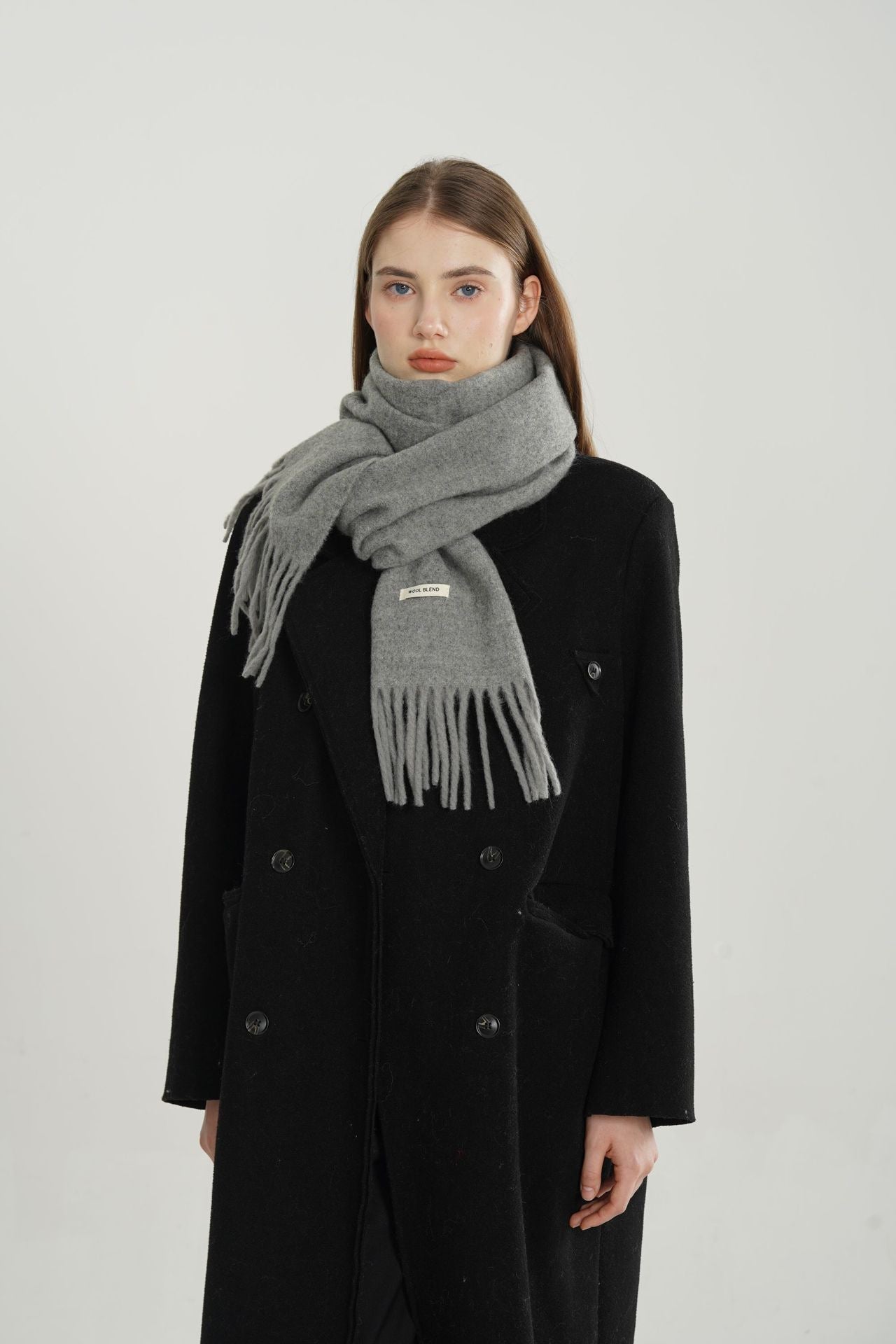 Woven Fringe Wool Blend Scarf