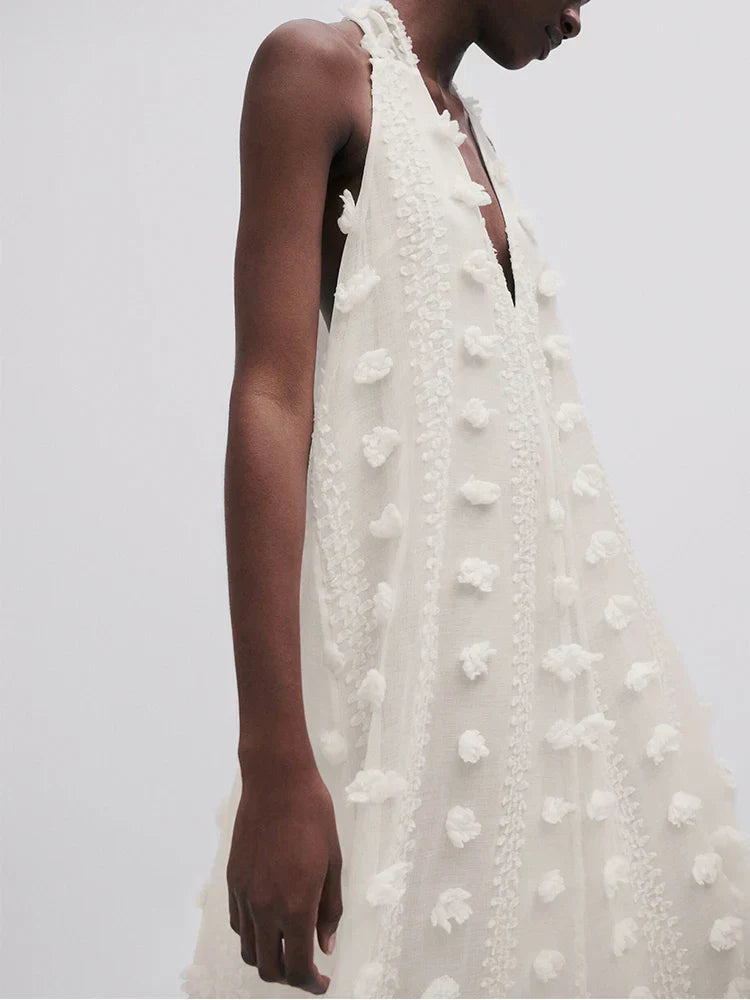 Trägerkleid mit Blumenmuster und Netzstoff im Bohème-Stil