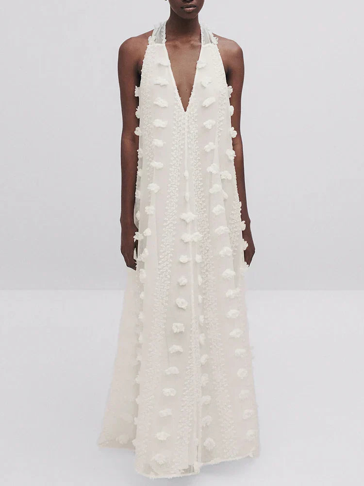 Trägerkleid mit Blumenmuster und Netzstoff im Bohème-Stil