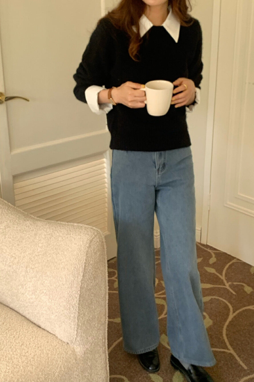 Pull en maille à col superposé