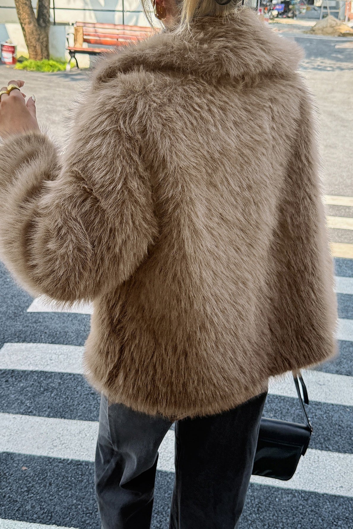 Manteau décontracté à manches longues en peluche douce