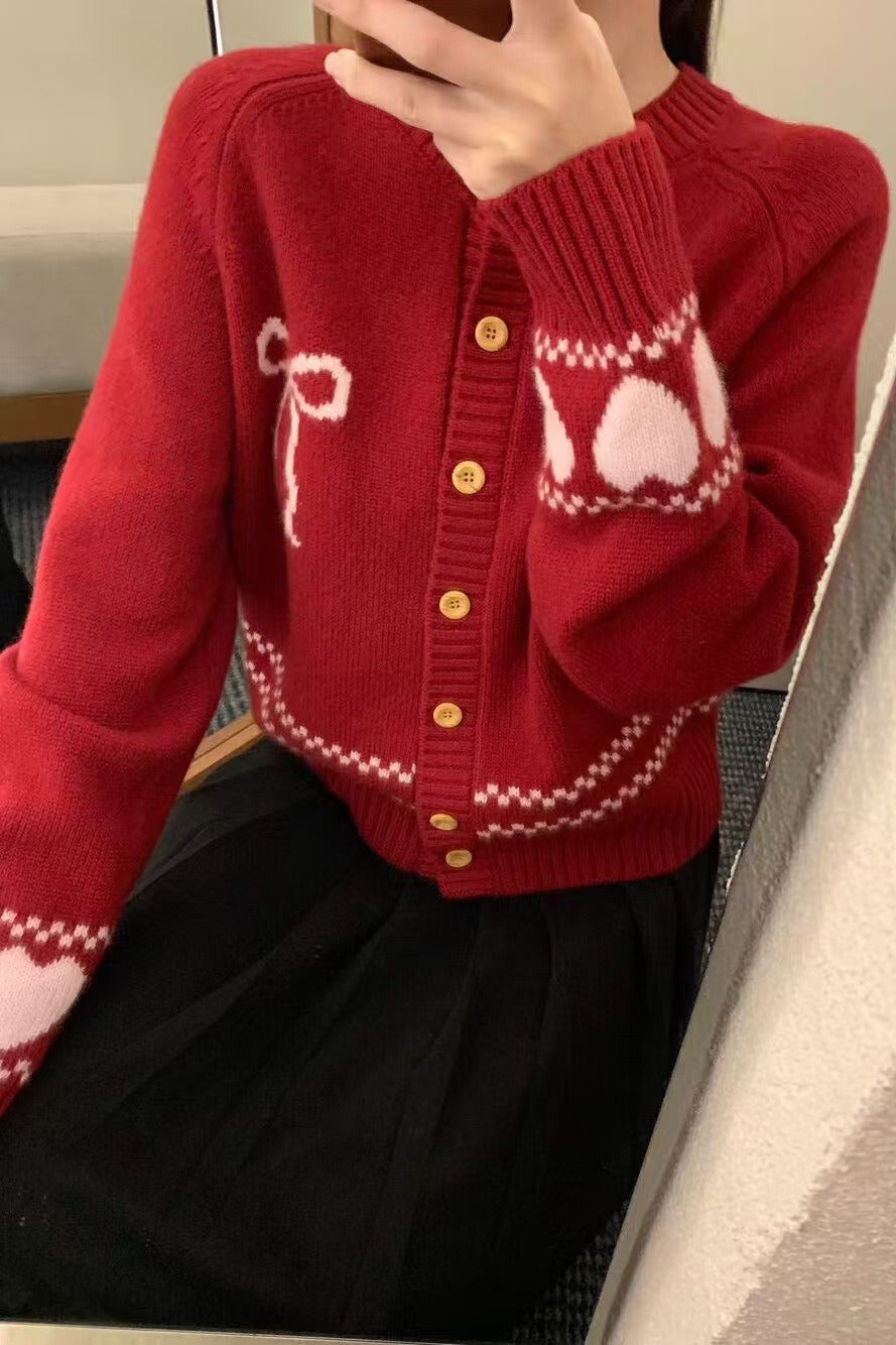 Volný střih kardigan s mašlí vpředu