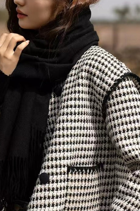 Chaqueta corta de pata de gallo de tweed