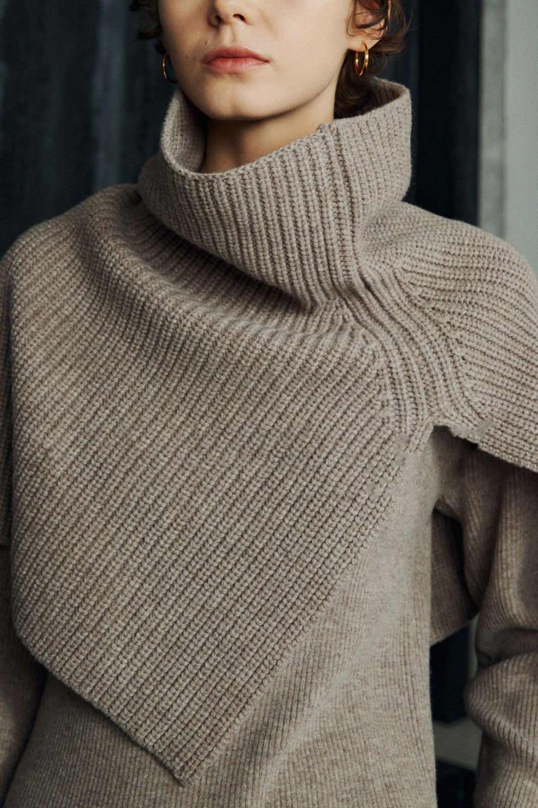 Super Fine Merino Knitted Turtleneck Split Scarf