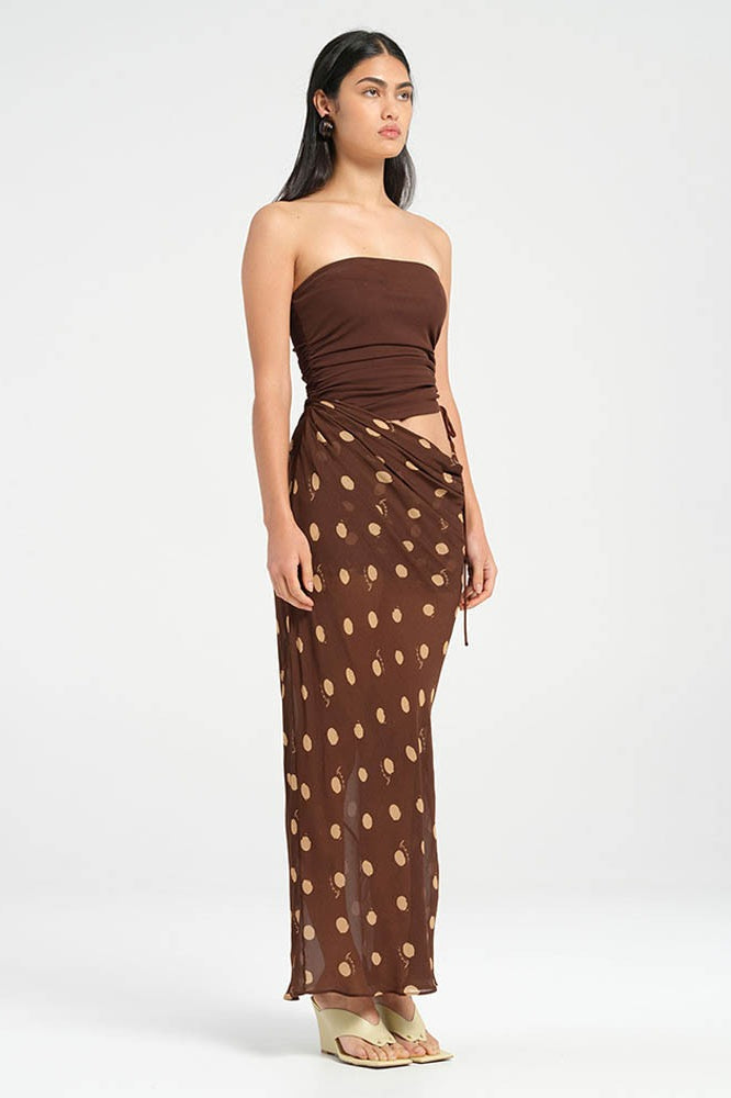 Sexy Strapless Polka Dot Patchwork Slim Maxi Dress