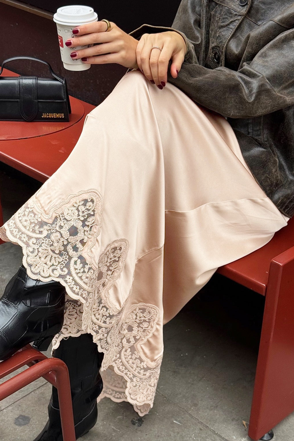 Elegant Lace Trim A Line Skirt