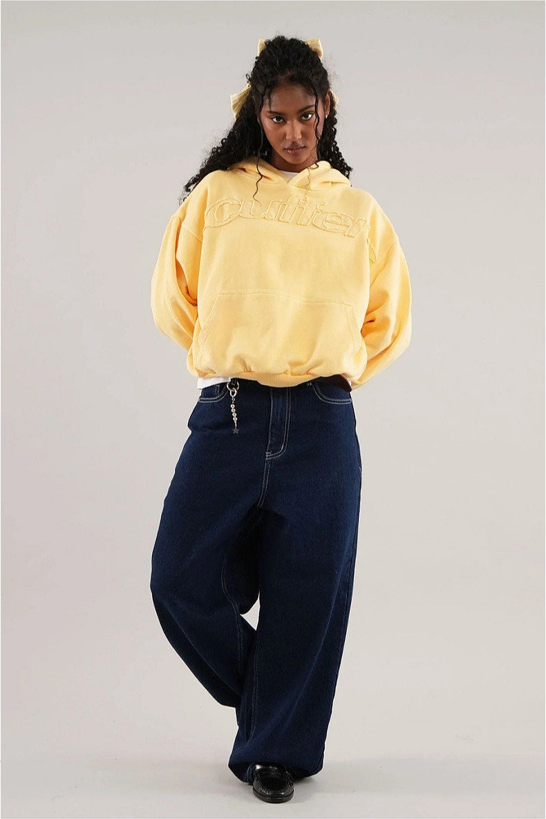 Sudadera informal de manga larga con capucha y letras sólidas en 3D