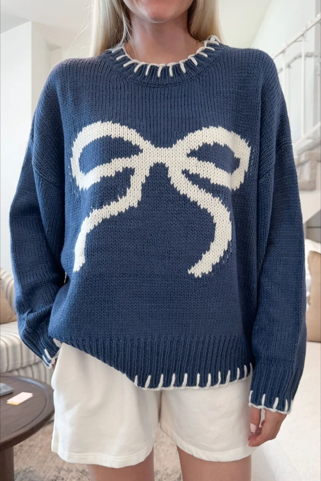 Pullover mit Schleifen-Jacquardstrick