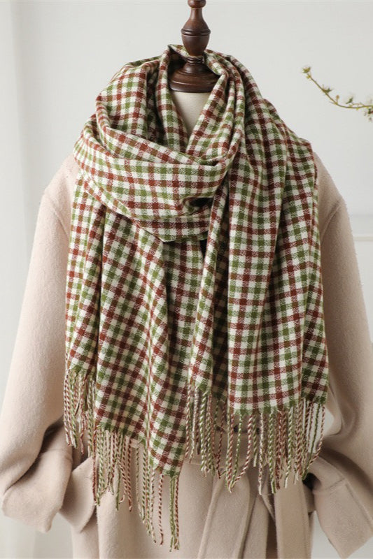 Checkered Thermal Shawl Scarf