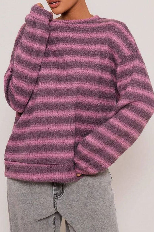 Relaxed Elegant Striped Knit Pullover Blouse