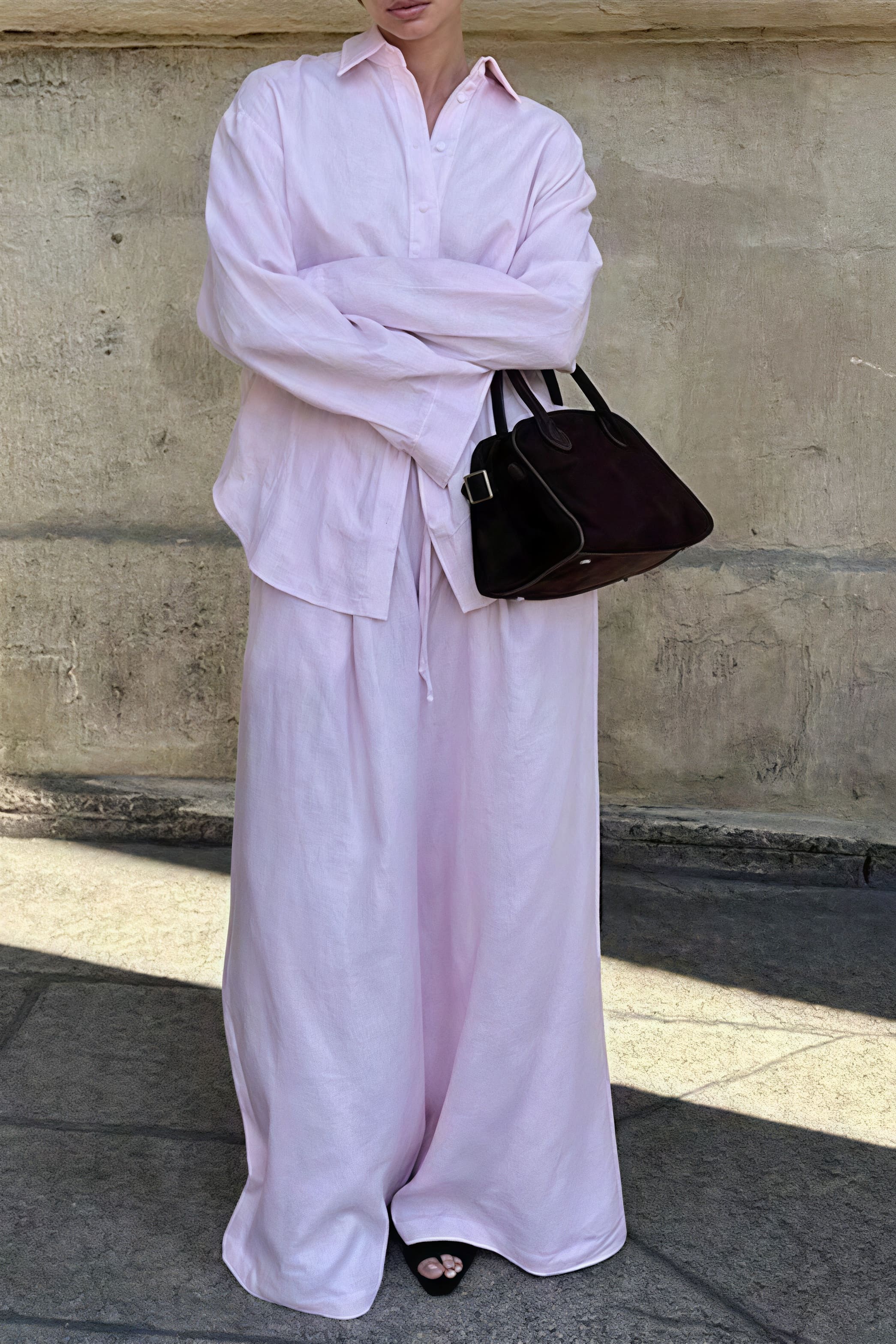 Bavlněný volný dvoudílný komplet s dlouhým rukávem a kalhotami