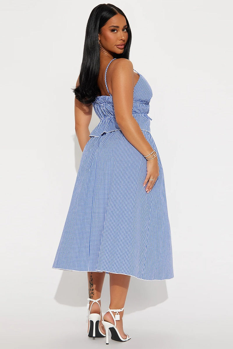 Rückenfreies kurzes Oberteil mit Schnürung - Wickelrock-Set