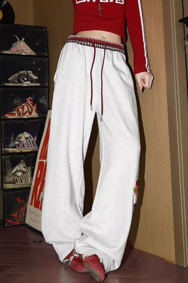 Print Loose Straight Leg Sweat Pants