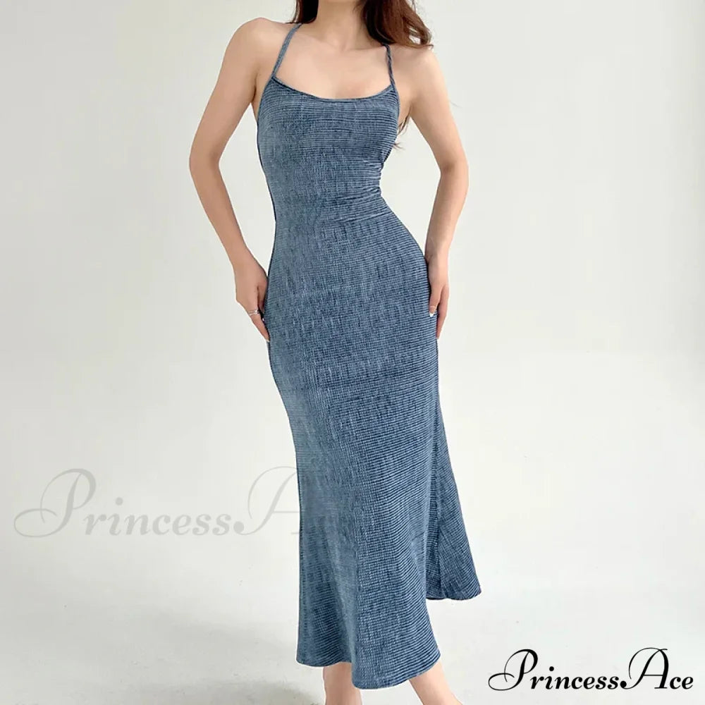 Beachwear Knit Sexy Spaghetti Strap Strapless Backless Lace Up Female Slip Holiday Club Bodycon Dress