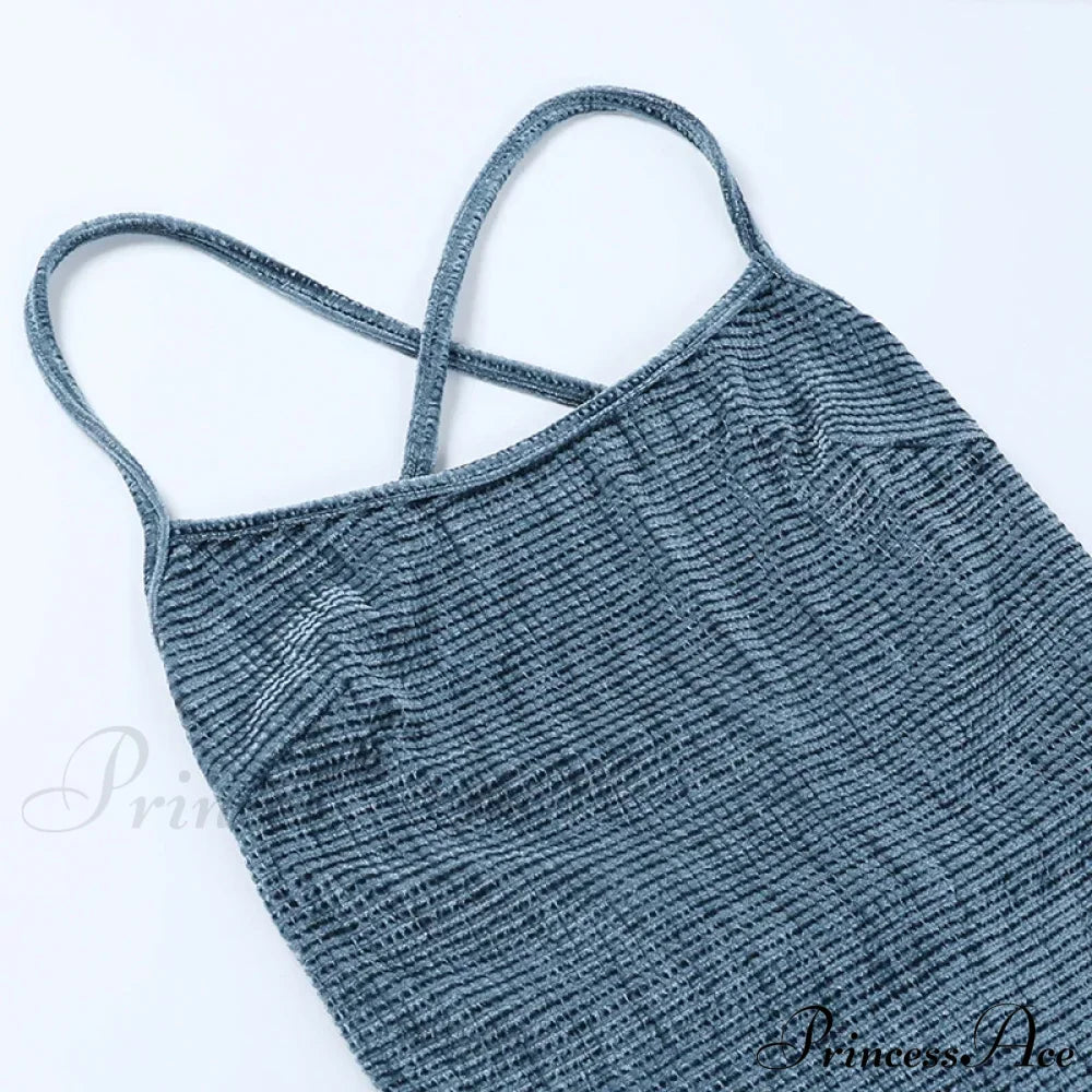 Robe de plage en maille sexy à fines bretelles, dos nu sans bretelles, à lacets, pour femme, robe moulante de vacances pour club