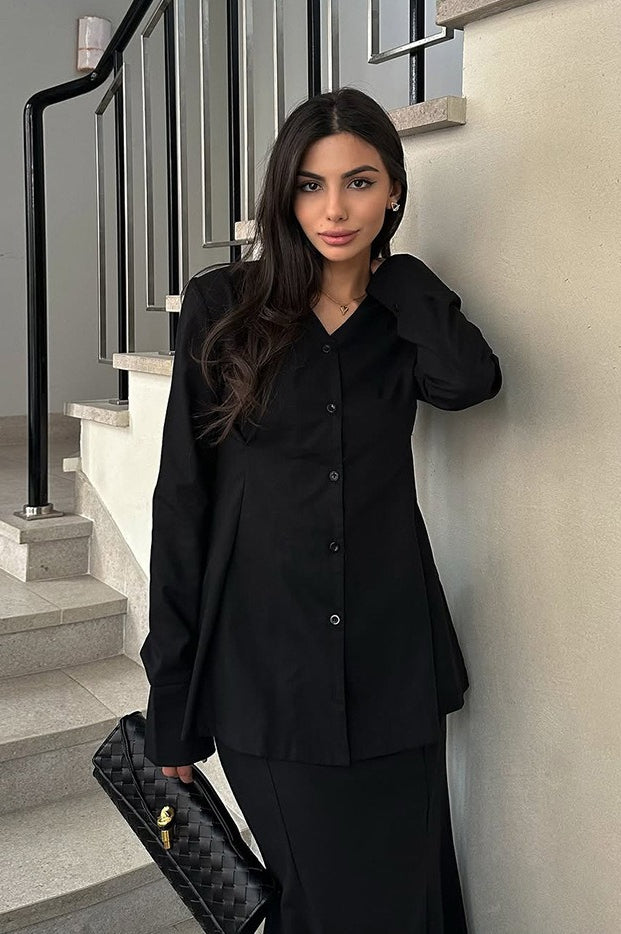 Slim Fit V Neck Blazer Two Piece Set