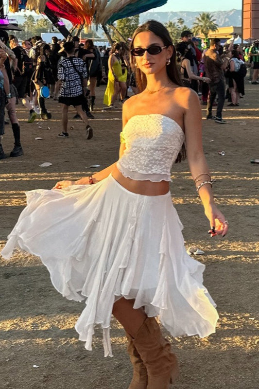 Geraffter asymmetrischer Midirock