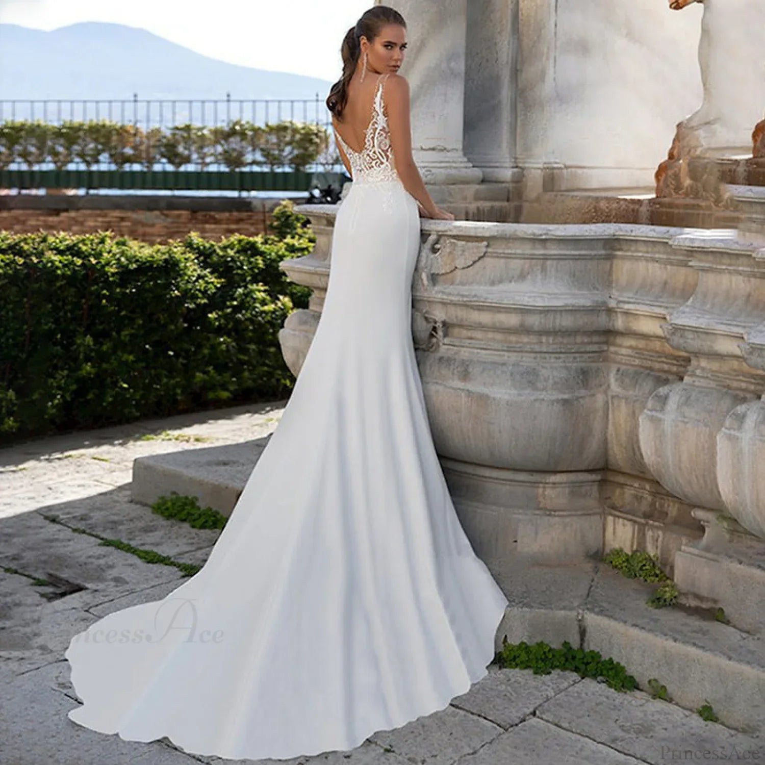 Bohemian V-Neck Lace Wedding Dress