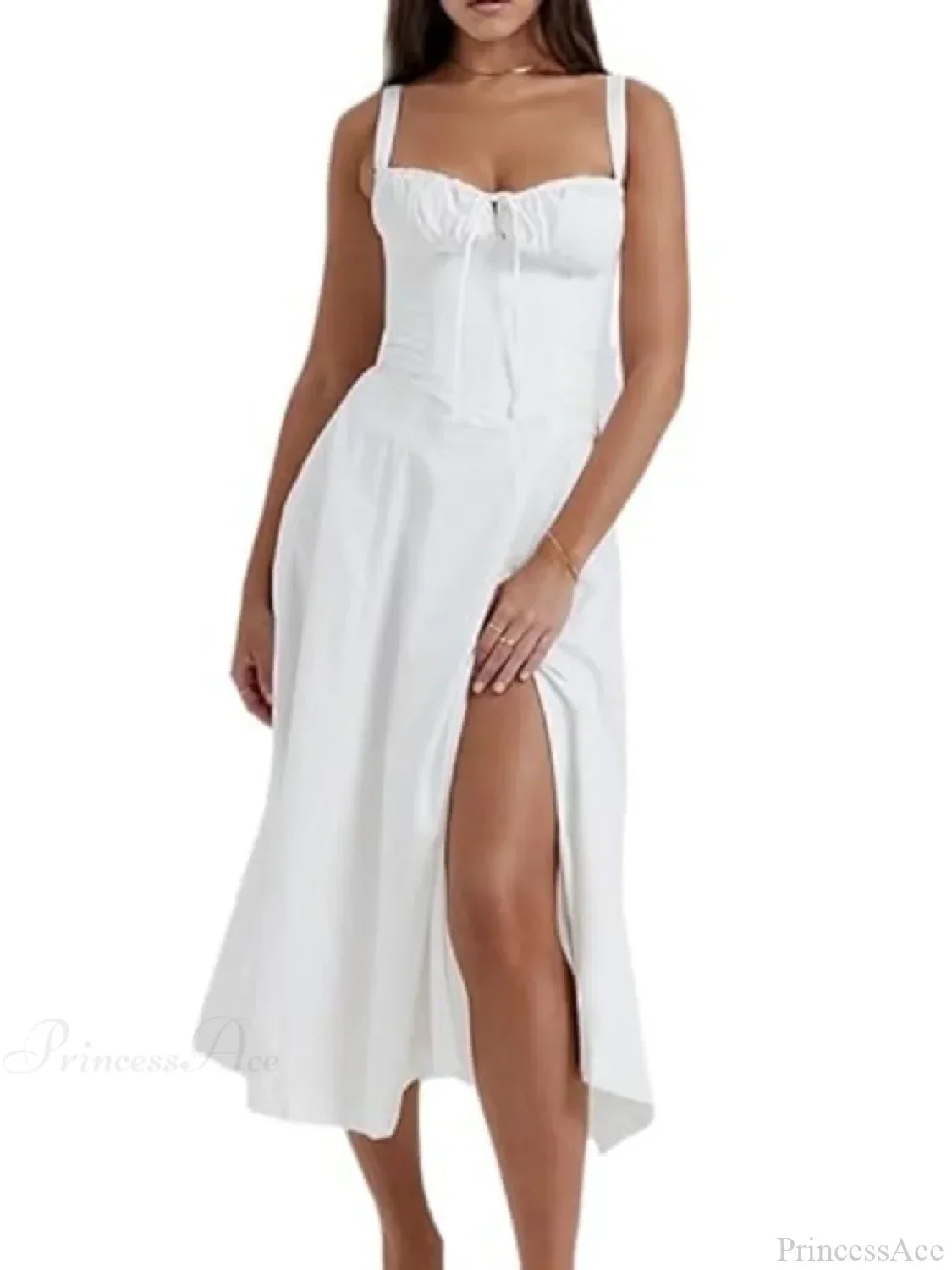 Boho-Kleid mit Spaghettiträgern, vorn gebunden, mit Blumenmuster