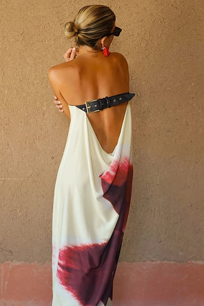 Rückenfreies, lockeres Maxi-Kleid mit Blumenmuster