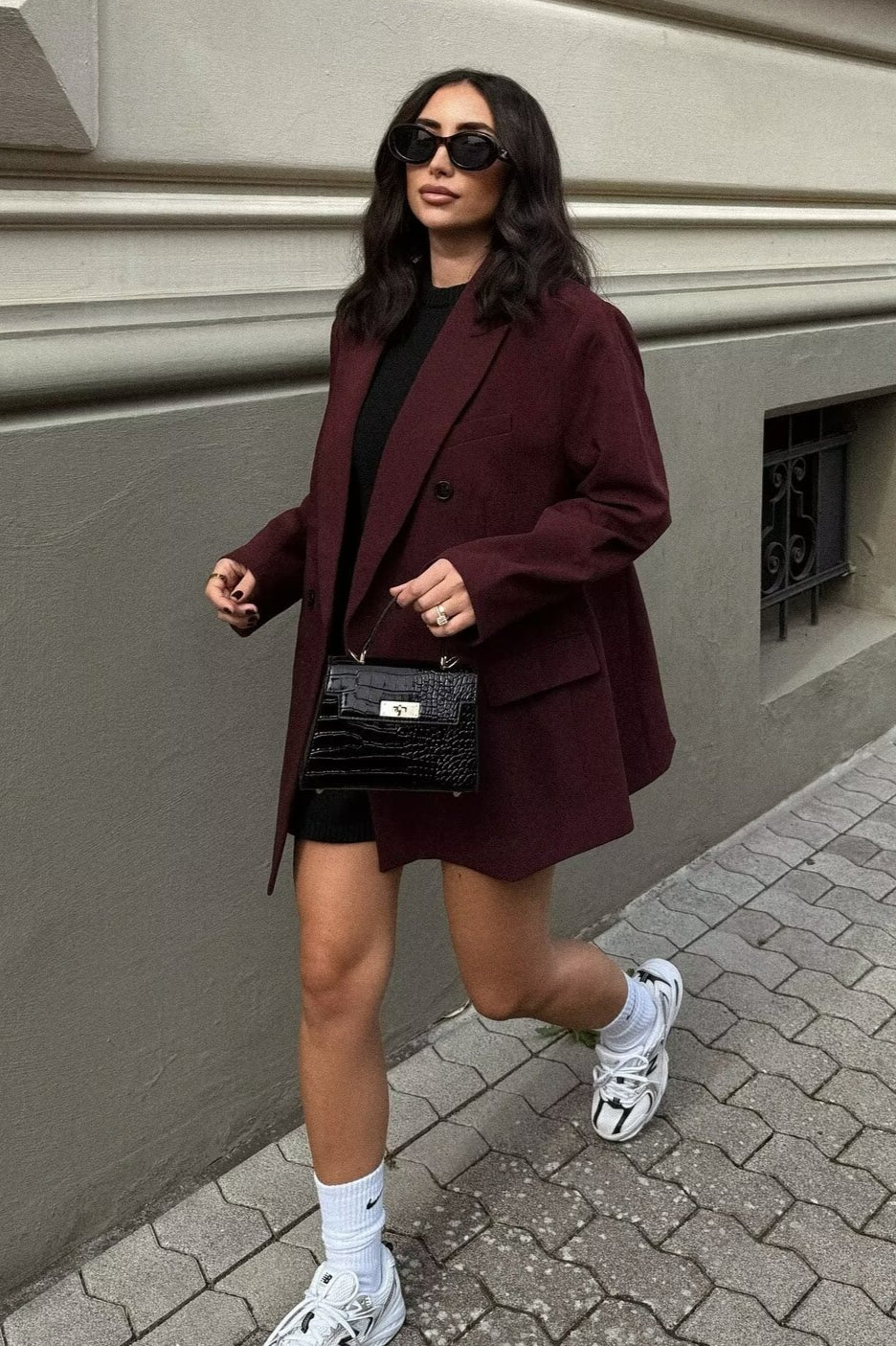 Oversized Wide Lapel Structured Blazer