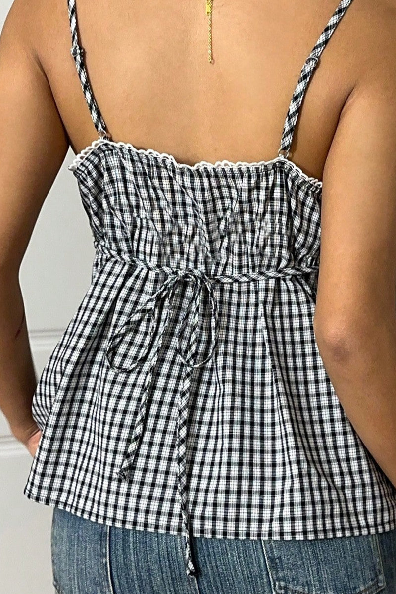 Minimalistisches Freizeit-Karomuster-Trägertop