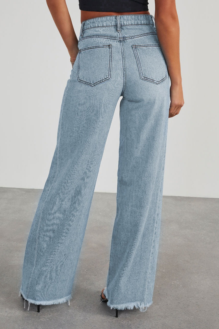 Jean large lavé minimaliste uni