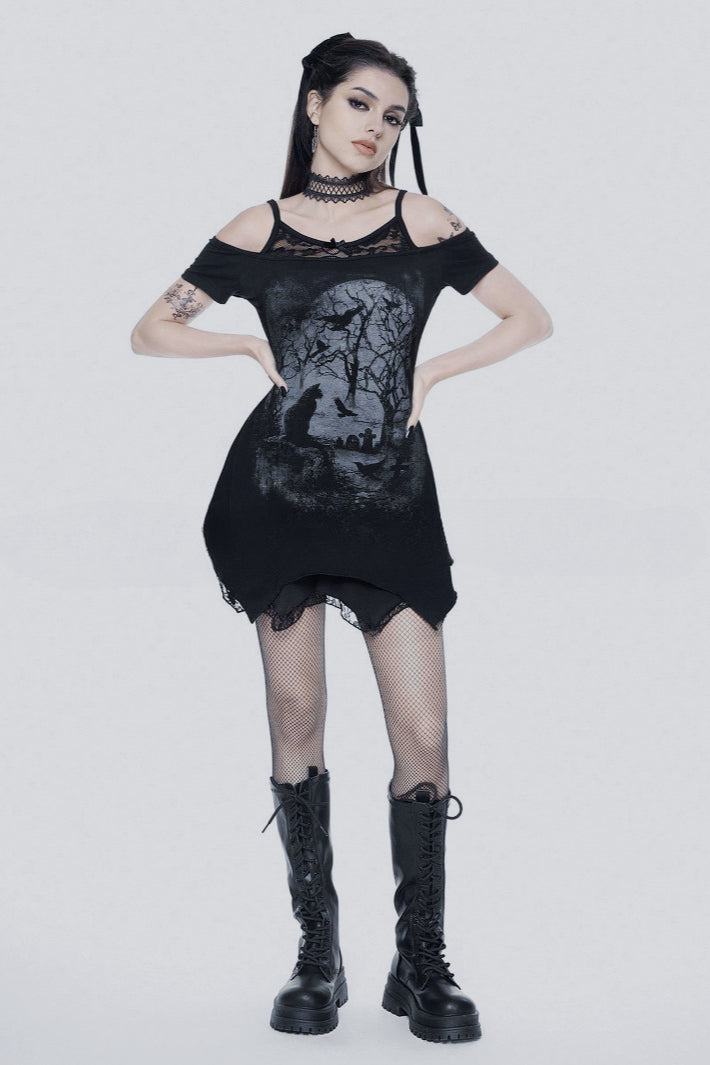 Vestido gótico de encaje transparente