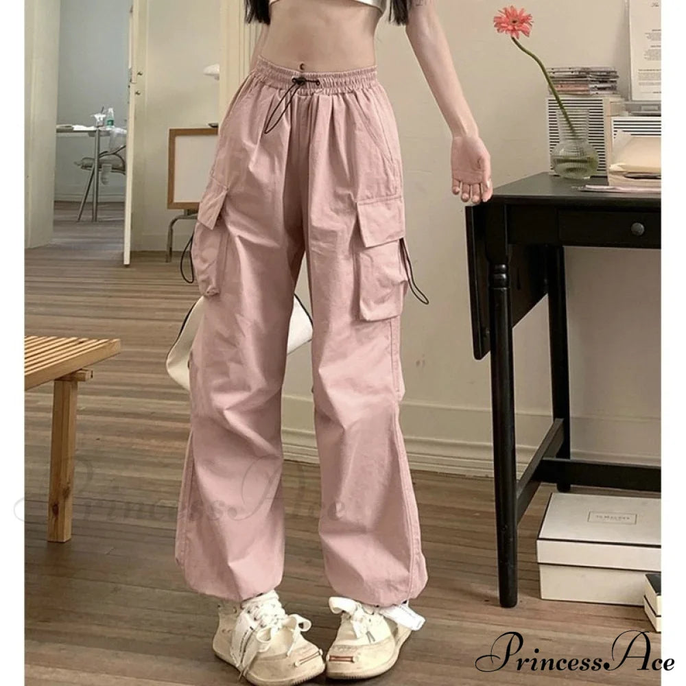 Casual Straight Wide Leg Pockets Joggers Trousers