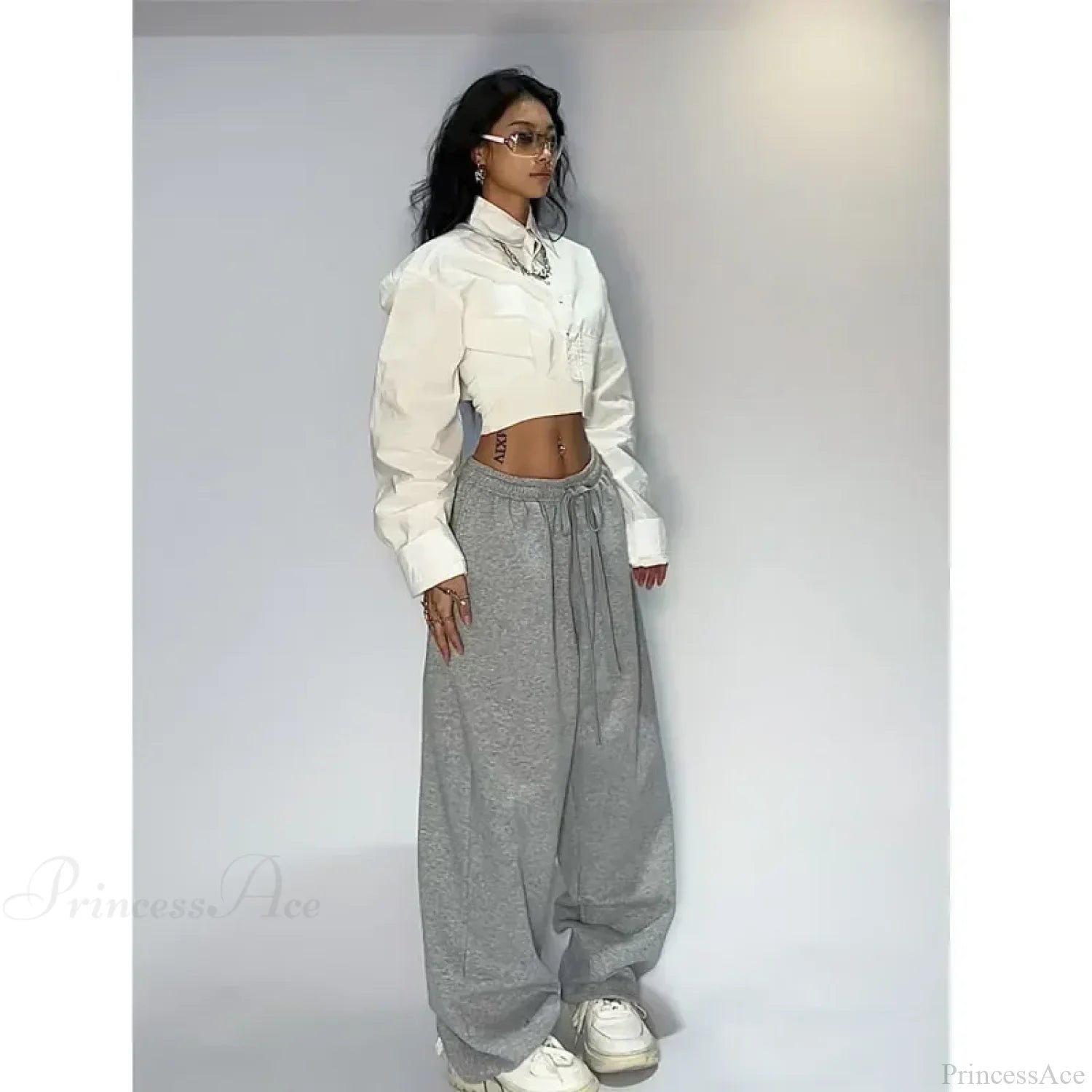 Casual Gray Wide Leg Sweatpants Pants