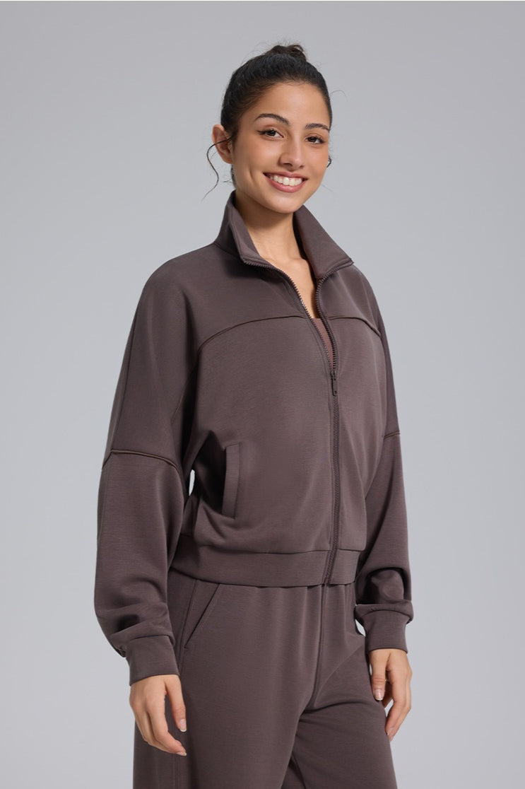 Zip Cardigan Loose Athletic Outdoor Yoga Long Sleeve Jacket