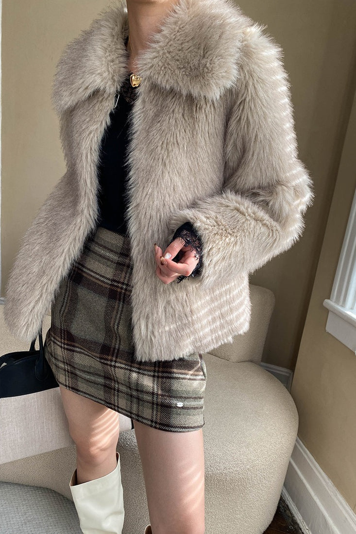 Plaid Color Block High Waist Skirt