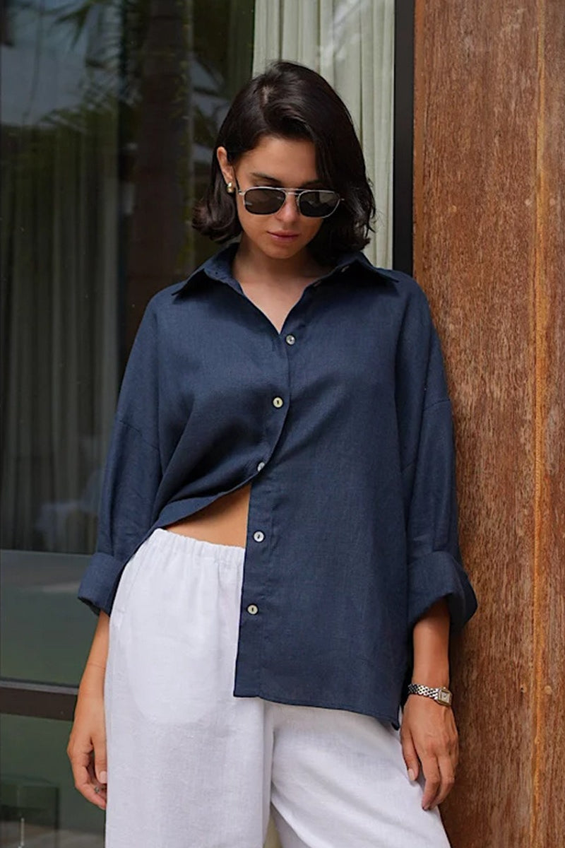 Fashion Solid Loose Casual Commuter Blouse