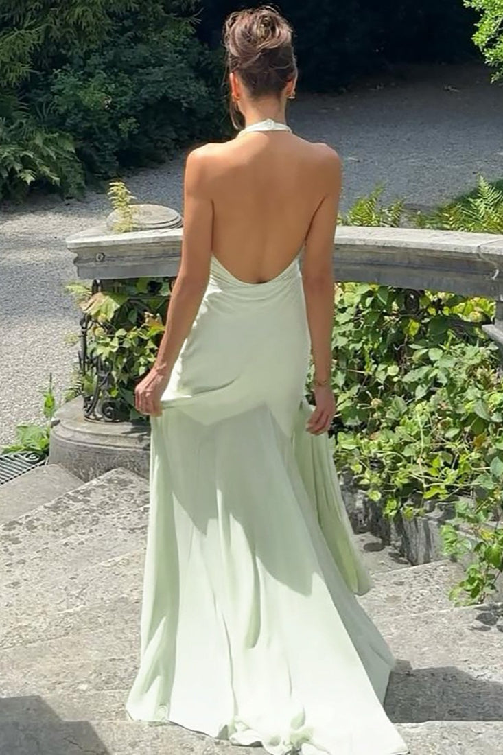 Sexy tief ausgeschnittenes Tüllkleid mit Fleckenmuster, schlank geschnitten, lang