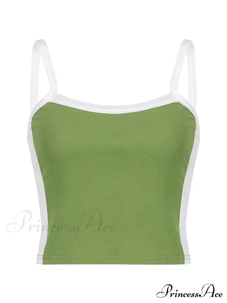 Top corto alla moda a coste con bordi a contrasto