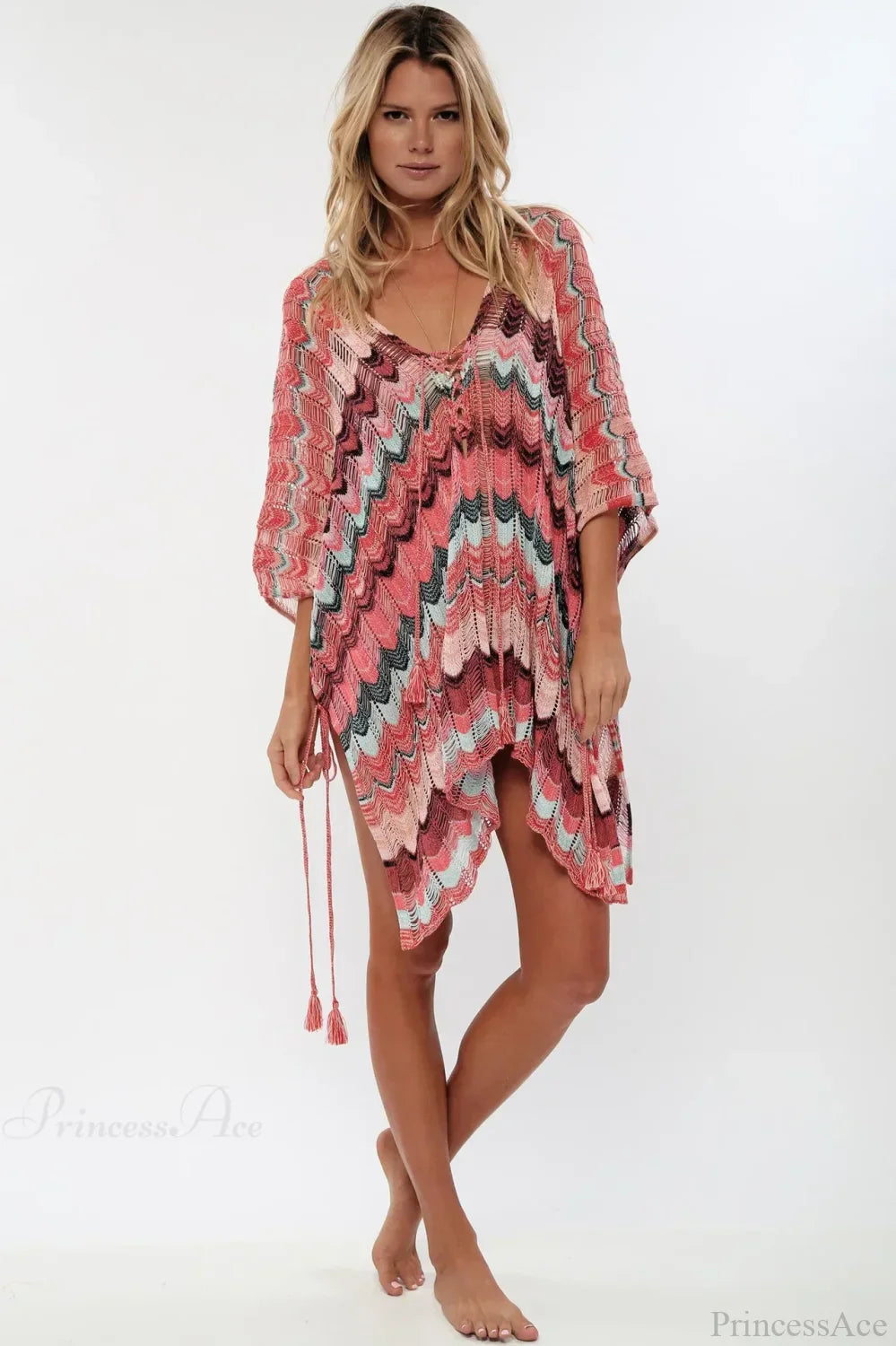 Cotton Crochet Tunic V-neck Boho Beach Cover up