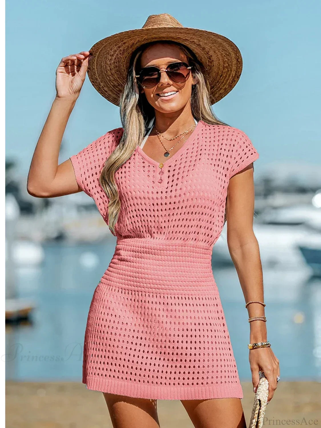 Cutout Crochet Bikini Cover Up
