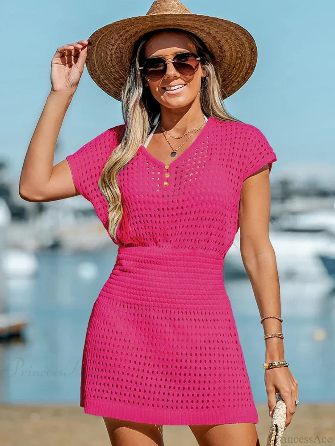Cutout Crochet Bikini Cover Up
