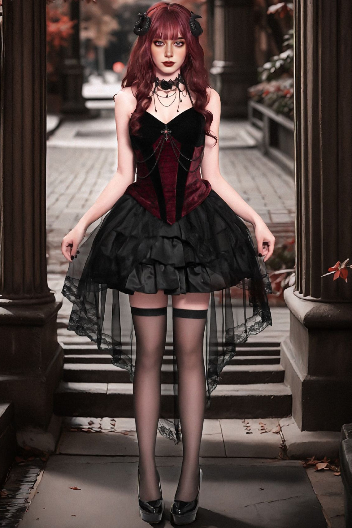 Vestido Gótico de Encaje Vampiro