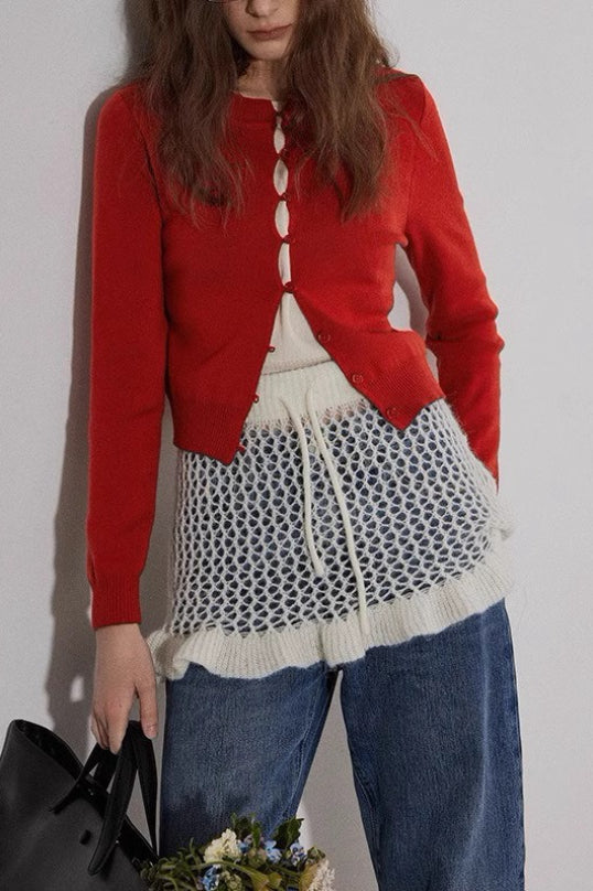 Farbblock Schein-Zweiteiler Strickjacke